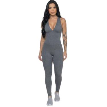 Imagem de Macacão Liso Longo Com Bojo Bella Fiore Roupa para Academia Treino Suplex Moda Fitness Feminina-Feminino