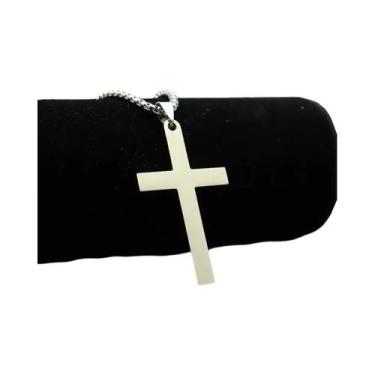 Imagem de Colar Masculino E Juvenil De Aço Inoxidável Com Pingente De Cruz E Cír