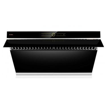 Imagem de Coifa de parede ou embutir 91cm FOTILE preta vidro temperado inclinado dupla sucção motor duplo LED comando por toque 110V