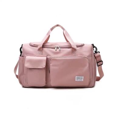 Imagem de Bolsa Mala de Viagem 45cm X 28cm X 21cm em Pano Oxford Impermeável com Compartimento Seco e Molhado Rosa OEM