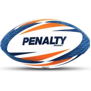 Imagem de Bola Rugby Penalty Oficial Alta Performance, Branco, Azul, Laranja