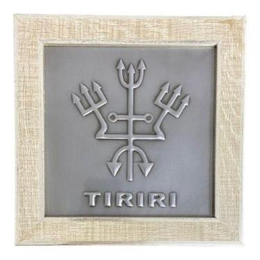 Imagem de Quadro Exu Tiriri Madeira Carvalho e Metal 18 x18 cm - Lua Mística - 1