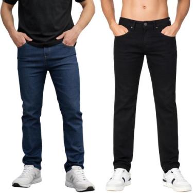 Imagem de Kit C/2 Calças Masculinas Jeans Reta com Elastano Estica Bem Premium -