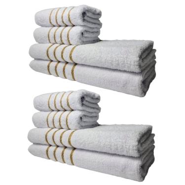Imagem de Kit 8 Toalhas Grossas E Grandes Montreal 4 Banhos 4 Rostos Branco