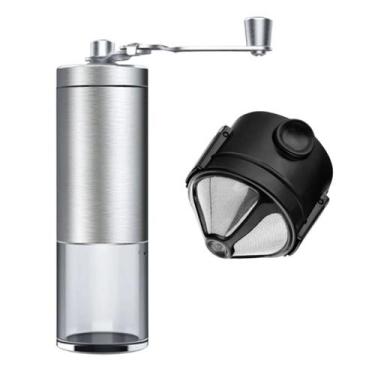 Imagem de Kit Mini Filtro Coador Reutilizável + Moedor De Café Manual - Kadê