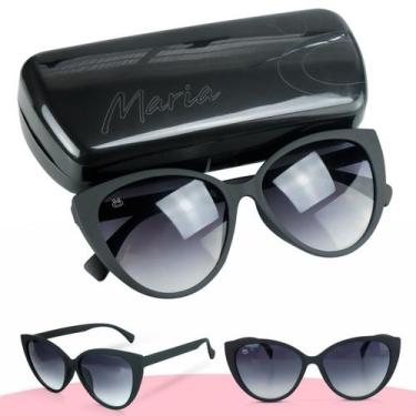 Imagem de oculos sol feminino preto proteção uv emborrachado gatinho + case qual