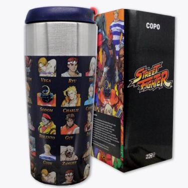 Imagem de Copo viagem slim 300 ml ryu black - street fighter - zc - Zona Criativ