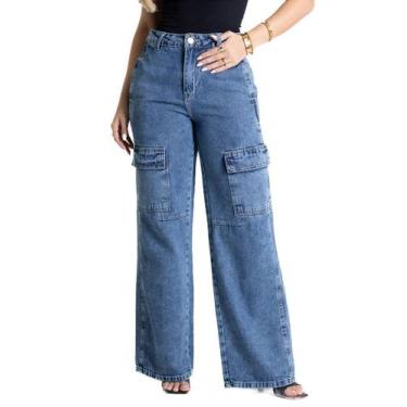 Imagem de Calça Jeans Sawary Wide Leg - 280998 - Azul medio 36, 36, Azul