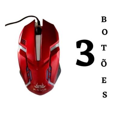 Imagem de Mouse Gamer Usb 1600 Dpi Kp-v15  Led - Knup, Vermelho