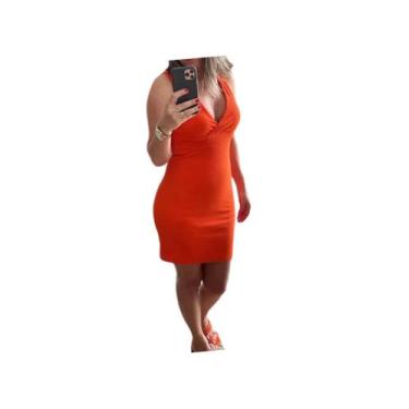 Imagem de Vestido feminino justo em neoprene creponado - enfim, P, Laranja