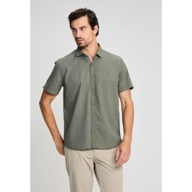 Imagem de Camisa Docthos Relaxed Fit Manga Curta Linho, 018 verde musgo, G3