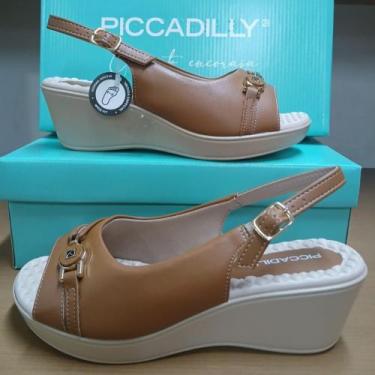 Imagem de Sandália Piccadilly Anabela Feminina 540416 Esporão Fascite, Mascavo, 