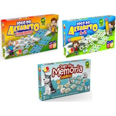 Imagem de Kit Jogo da Memória Coletivos + Alfabeto Imagens + Alfabeto AZ Present