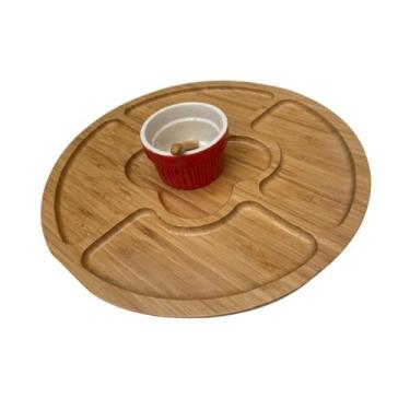 Imagem de Petisqueira de bambu com 5 divisorias e Porcelana - Utensilios do Chef