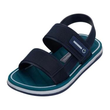 Imagem de Sandália Infantil Menino Conforto Malaga Sport Cartago, Branco, Azul, 