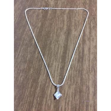 Imagem de Colar Ping. Ponto Luz Prata Maciça 925 Cordão Baino 60 Cm - Lojas La&A