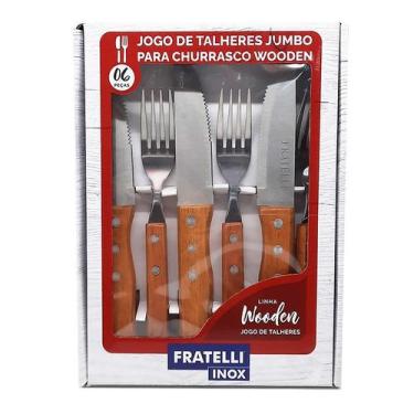 Imagem de Conjunto de 6 Talheres Jumbo Wooden para Churrasco CO0544534 - Fratell