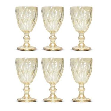 Imagem de Conjunto de Taças de Vidro Diamond Amber Metalizado 330ml - Class Home