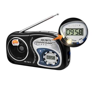 Imagem de Mini Rádio FM AM TV De Bolso Portátil Com Relógio Digital Qualidade Pr