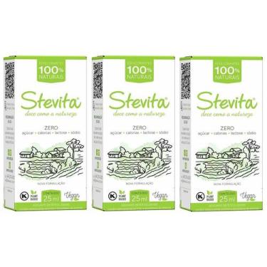 Imagem de Adoçante Líquido Stevita STEVIA NATURAL ZERO KCAL 25ml 3 Uni