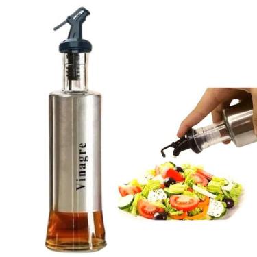 Imagem de Porta Vinagre Vidro e Inox Galheteiro Frasco 300ml Mesa Cozinha Restau