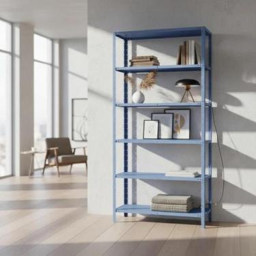 Imagem de Estante Prateleira Industrial Em Aço Reforçado 6 Bandejas Cor Azul - A