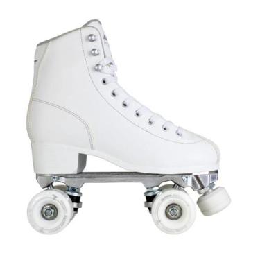 Imagem de Patins Quad Traxart Klassic Retrô Base Alumínio ABEC5 Branco, 35/36
