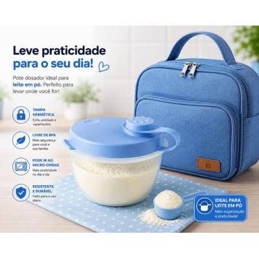 Imagem de Pote Leite em Pó Sanremo Baby 285ml Azul, Giro Fácil e Vedação para Vi