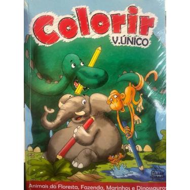 Imagem de Colorir (Capa: Elefante, Dinossauro e Macado com Lápis) - Ed. Passo a 