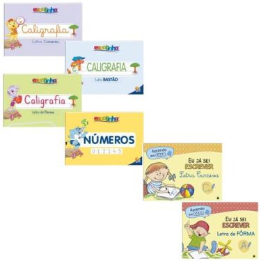 Imagem de 6 Livros De Caligrafia Letra Cursiva Letra De Forma Pontilhado Traceja