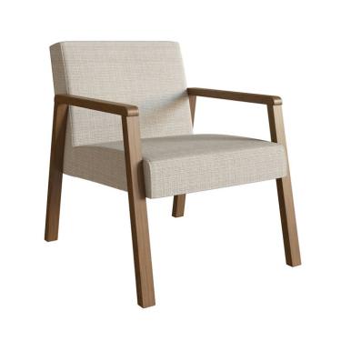 Imagem de Poltrona Slim Algodão Bege e Nogueira