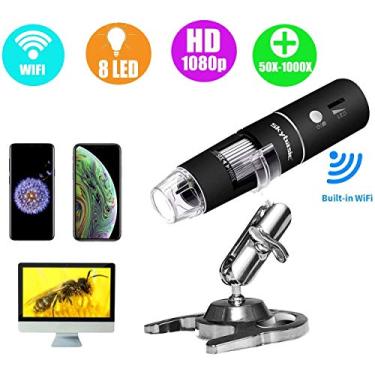 Imagem de Microscópio digital sem fio portátil, ampliação de zoom portátil 1000x Wi-Fi, câmera endoscópio com suporte para smartphone ou tablet Android e iOS, Windows Mac
