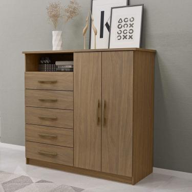 Imagem de Cômoda 5 Gavetas 2 Portas Viena Mapi Móveis Nogueira