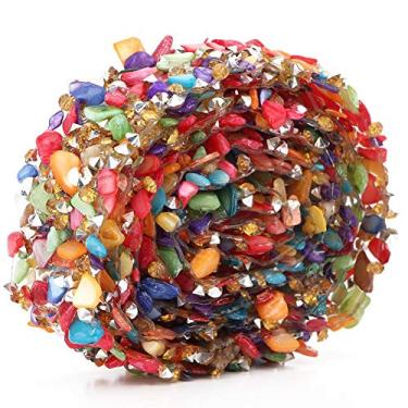 Imagem de 100 cm Acabamento de pedra colorida Flat Rhinestone Tecido Fita Ferro em Remendo, Pedra Artificial, Pedra, Ferro em Aplique Enfeites de Corrente Costura para Artesanato DIY (Fita de Pedras Multicoloridas de 2 cm)