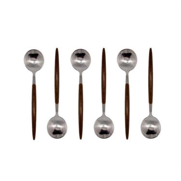 Imagem de Cj Colheres P/Sobremesa Inox Madeira Organic 6Peças - 13Cm