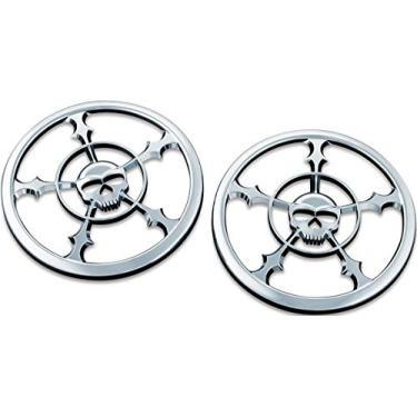 Imagem de Kuryakyn 7373 Grelhas de alto-falante de carenagem frontal cromadas para motocicletas Harley-Davidson 2014-19: Zombie, pacote com 2