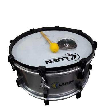 Imagem de Zabumba Luen 20X18 Alumicolor Branco Dupla Afinaçao Aro Blacksteel Pele Leitosa C/ Pad E Baq