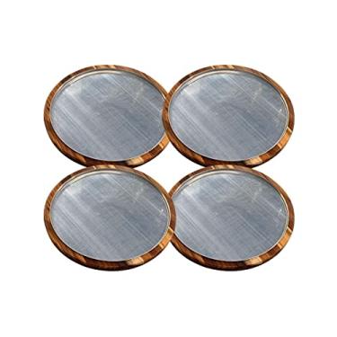 Imagem de Kit 4 Tábuas Suporte Madeira Pizza 30 cm Com Forma Alumínio