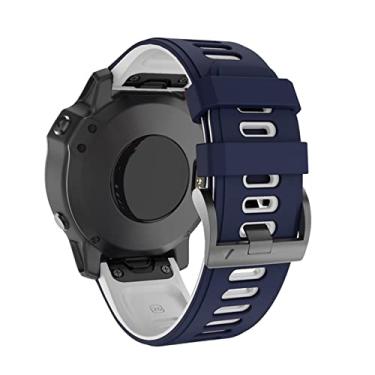 Imagem de GANYUU Pulseira de liberação rápida para Garmin Fenix 7 7X 6X Pro Watch Pulseira de pulso fácil de encaixar para Fenix 6 Pro para Garmin Fenix 5X 5 Watch (Cor: Azul Escuro Branco,
