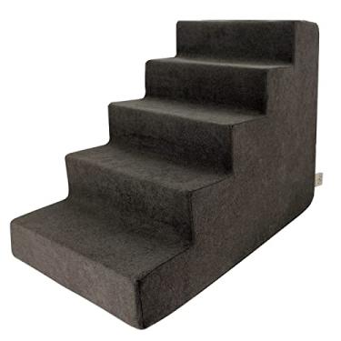 Imagem de Best Pet Supplies Degraus de espuma para animais de estimação para cães e gatos pequenos, escadas de rampa portátil para sofá, sofá e escalada na cama alta, suporte para degrau interno equilibrado antiderrapante, segura para patas - marrom escuro, 5 passos