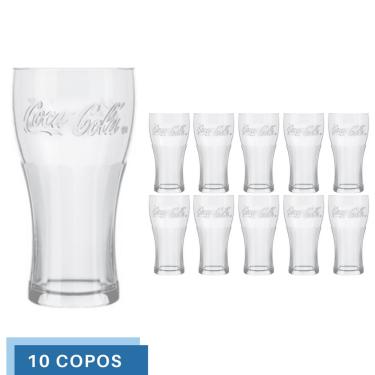 Imagem de Jogo 10 Copos de Vidro 300ML Coca-Cola Transparente Nadir