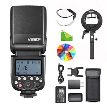 Imagem de Godox V850III Flash Camera Flash Speedlight com suporte de suporte Godox S2 HSS 1/8000 450 Full Power Pops para câmeras DSLR com sapatas padrão para Canon, Nikon, Sony, etc.