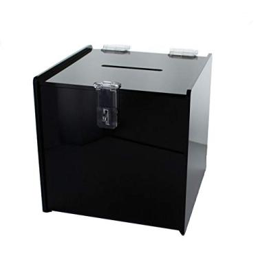 Imagem de Sugestão de escrutínio de acrílico para caixa de donativos preta com trava de cubo de 15,24 cm AZM