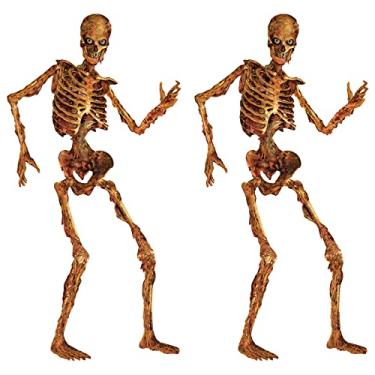 Imagem de Beistle 2 peças de recortes de papel de esqueletos articulados para decorações e suprimentos de festa de Halloween, multicolorido