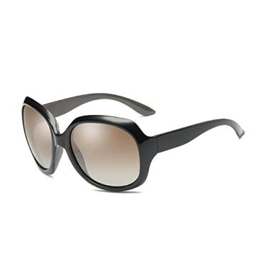 Imagem de Óculos de sol feminino polarizado moda armação retrô óculos de sol feminino espelho vintage óculos de sol femininos de luxo, marrom C5, com estojo
