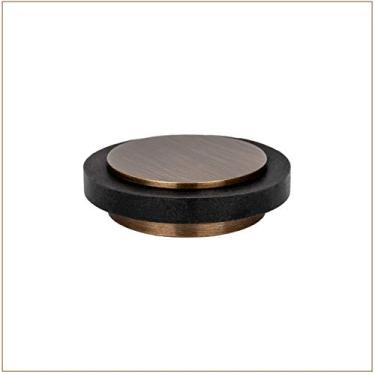 Imagem de EVI | Batente de porta adesivo | 3,9 cm x 0,55 cm | borracha preta de silicone natural | latão | acabamento de couro envelhecido | ótima aderência | 100% funcional | Mod. I-203x12