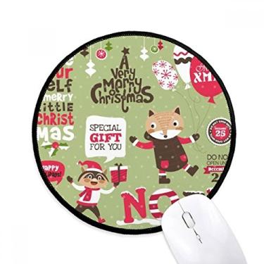 Imagem de Tapete de mouse de Natal Animal Feliz Natal Festival desktop escritório tapete redondo para computador