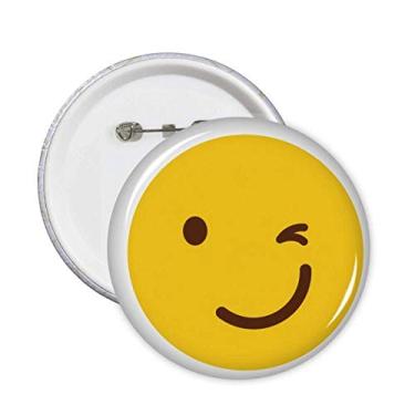 Imagem de Blink Smile Estampa de Rosto Amarelo Broche Emblema Decoração Acessório 5 peças