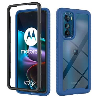 Imagem de Capas de proteção resistentes de cor sólida compatíveis com Motorola Edge 30 Edge30 capas de silicone de nível militar anti-queda capa traseira (azul escuro, Motorola Edge 30)