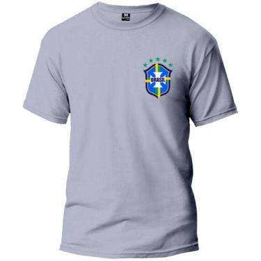 Imagem de Camiseta Adulto Brasil Masculina Tecido Premium 100% Algodão Manga Cur